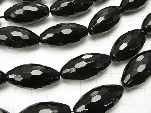 Onyx Faceted Rice 30x15x15mm half or 1strand beads (aprx.15inch/36cm)