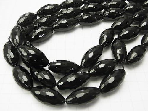 Onyx Faceted Rice 30x15x15mm half or 1strand beads (aprx.15inch/36cm)