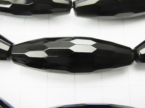 Onyx Faceted Rice 40x12x12mm half or 1strand beads (aprx.13inch/32cm)