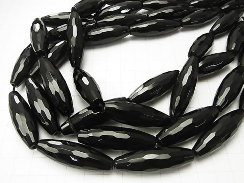 Onyx Faceted Rice 40x12x12mm half or 1strand beads (aprx.13inch/32cm)