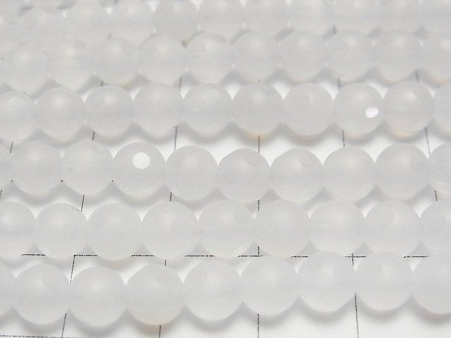 Weißer Chalcedon mit Punkten facettierte runde 6 mm 1strang Perlen (ca. 15 Zoll / 37 cm)