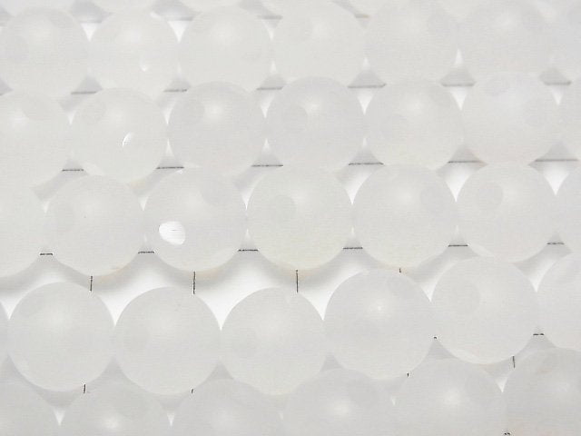 Weißer Chalcedon mit Punkten facettierte runde 10 mm 1strang Perlen (ca. 15 Zoll / 37 cm)