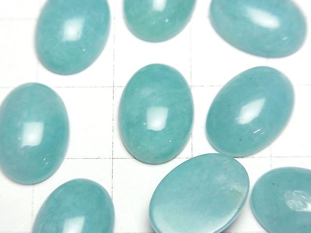 Peru Amazonit AAA- ovaler Cabochon 14x10 mm 2 Stück