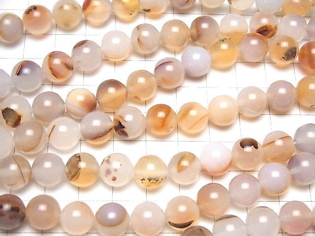 Uruguay White & Orange Chalcedony Round 10mm 1strand beads (aprx.15inch / 37cm)
