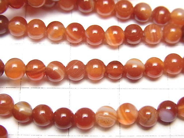 Karnelian, Sardonyx AAA- (Rote Augenachat) Rund 4mm 1 Strang Perlen (ca. 15 Zoll / 36 cm)