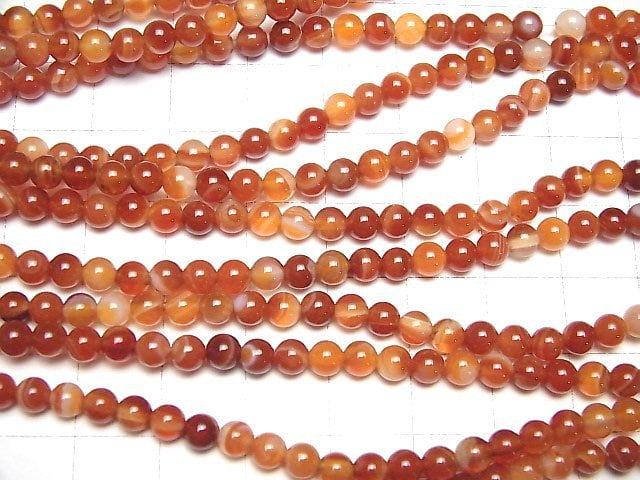 Karnelian, Sardonyx AAA- (Rote Augenachat) Rund 4mm 1 Strang Perlen (ca. 15 Zoll / 36 cm)