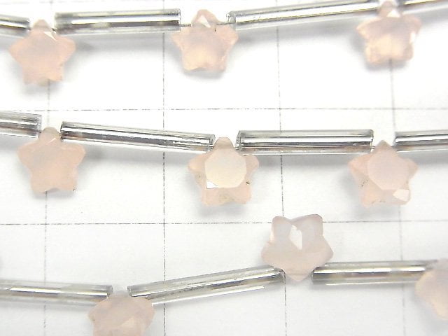 Rosa Chalcedon AAA facettierter Stern 6 x 6 mm 1strang Perlen (10 Stück)