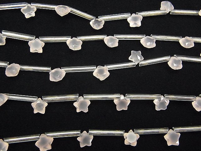 Rosa Chalcedon AAA facettierter Stern 6 x 6 mm 1strang Perlen (10 Stück)