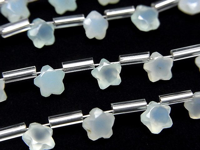 Meeresblauer Chalcedon AAA facettierter Stern 6 x 6 mm 1strang Perlen (10 Stück)