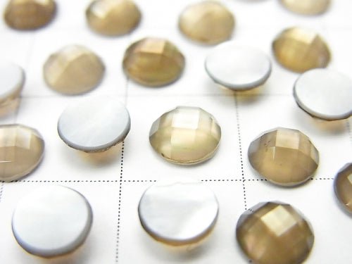 3pcs $5.79! White Shell xSmoky Crystal Quartz AAA Round Faceted Cabochon 6x6 mm 3pcs