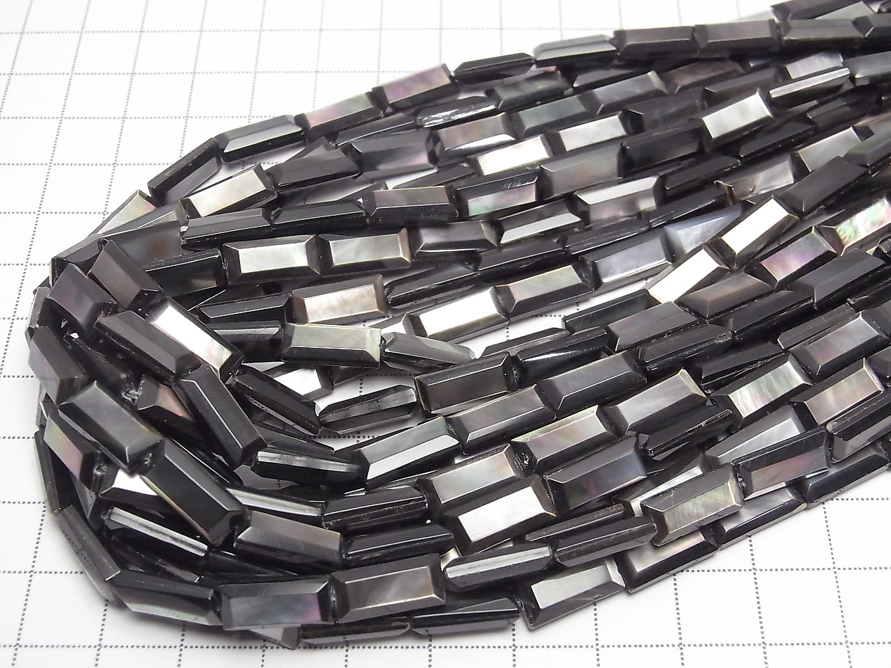 Hohe Qualität! Schwarze Muschel (Schwarzlippige Auster) AAA Facettiert Rechteck 13x6mm 1/4-1Strang Perlen (ca. 15 Zoll / 38 cm)
