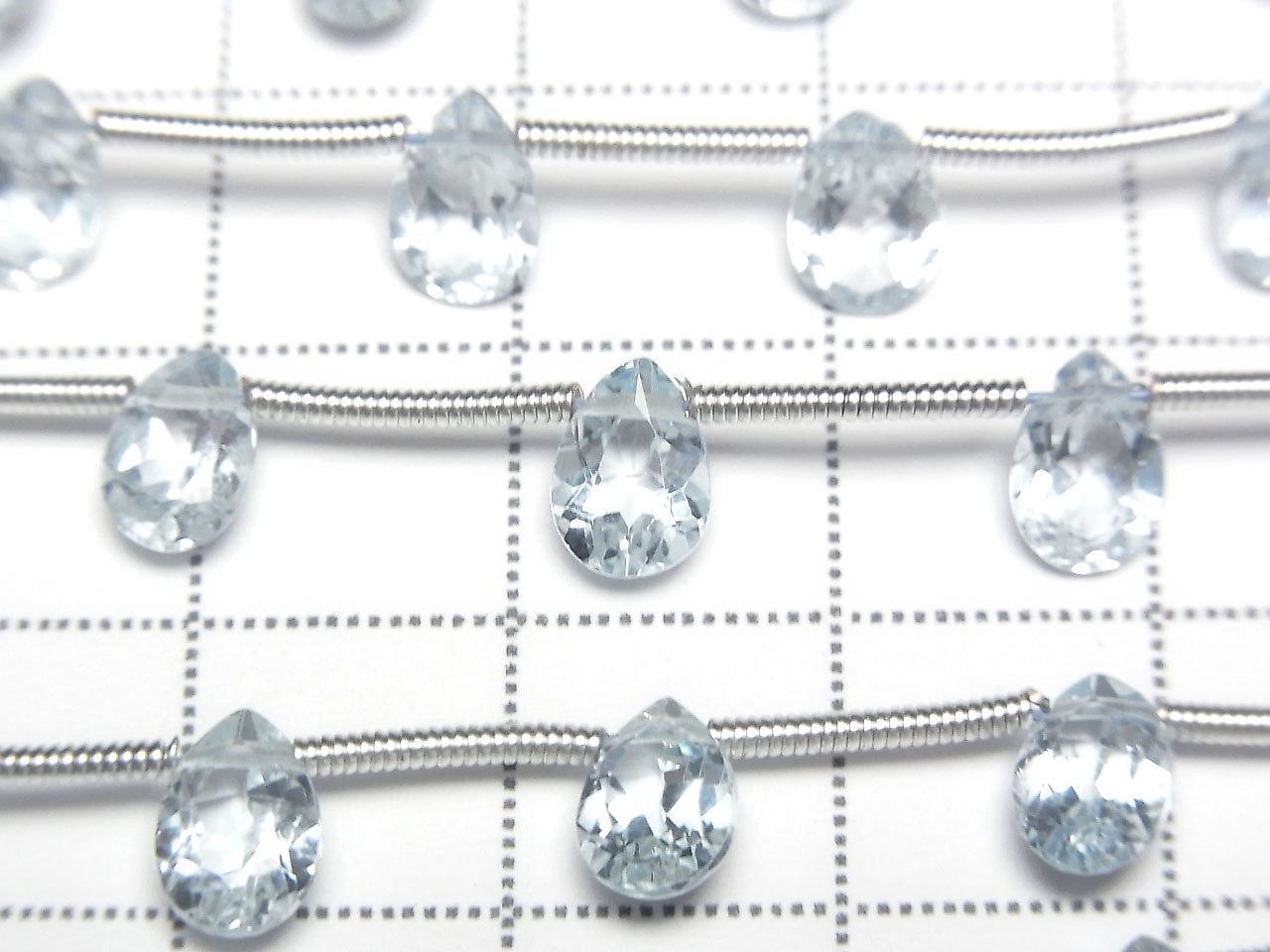 高品質天藍色托帕石 AAA 梨形刻面 7x5mm 1串珠子 (約8英吋/20公分)