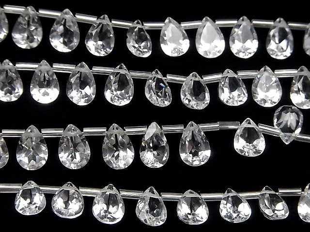 Hochwertiger weißer Topas AAA Tropfenform facettiert 9x6mm halb oder 1strang Perlen (18 Stück)