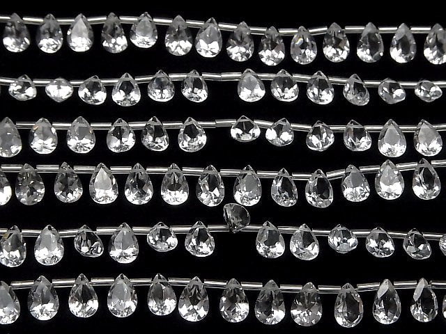 Hochwertiger weißer Topas AAA Tropfenform facettiert 9x6mm halb oder 1strang Perlen (18 Stück)