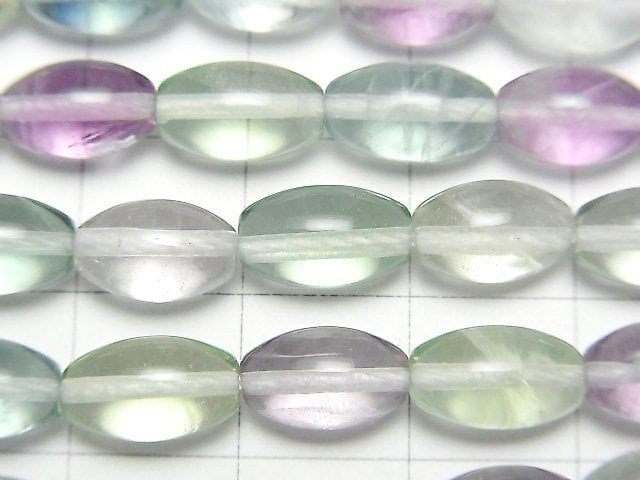 Mehrfarbiger Fluorit AA++ Reis 10x6x6mm halb oder 1Strang Perlen (ca. 15 Zoll / 37 cm)