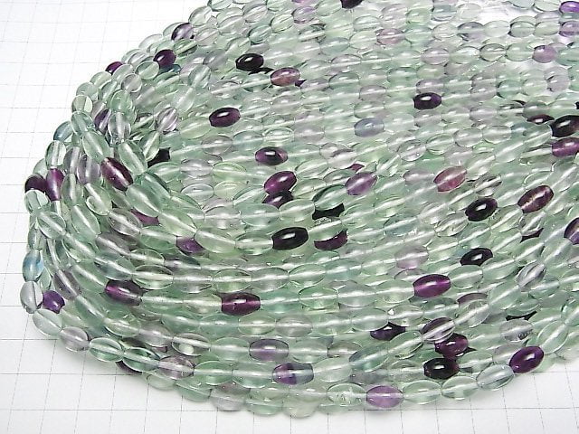 Mehrfarbiger Fluorit AA++ Reis 10x6x6mm halb oder 1Strang Perlen (ca. 15 Zoll / 37 cm)
