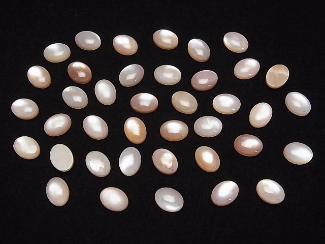 Hochwertige rosa Muschel AAA ovaler Cabochon 8x6mm 2 Stück