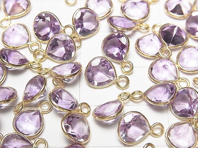 Hochwertiger Amethyst AAA Zargenfassung Kastanienform Facettiert 8x8mm 18KGP 3 Stück