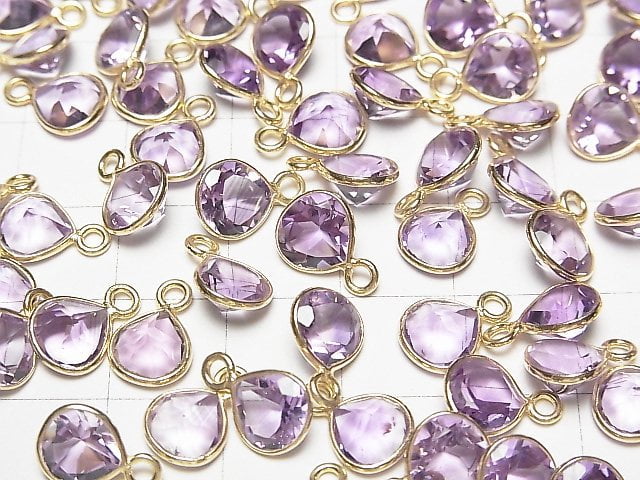 Hochwertiger Amethyst AAA Zargenfassung Kastanienform Facettiert 8x8mm 18KGP 3 Stück