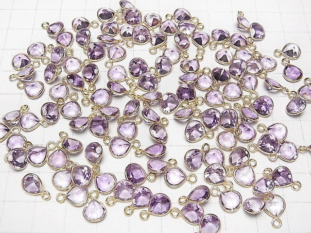 Hochwertiger Amethyst AAA Zargenfassung Kastanienform Facettiert 8x8mm 18KGP 3 Stück