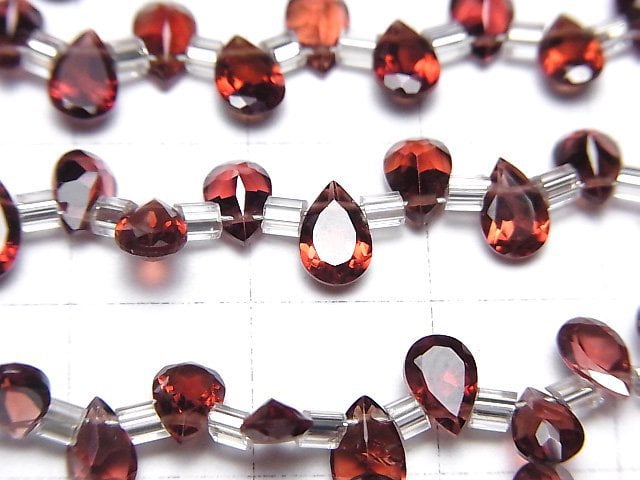 Hochwertiger Mosambik Granat AAA Tropfenform Facettierte 6x4mm halbe oder 1 Strang Perlen (28 Stück)