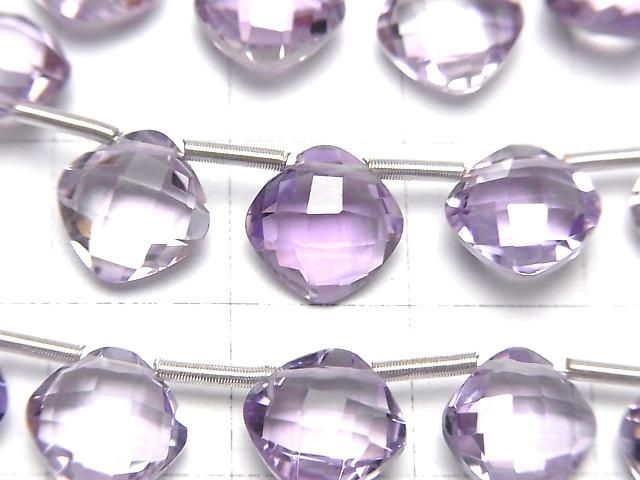 Hochwertiger Rosa Amethyst AAA Diamantform (Kissen-Schliff) 9x9mm Halbe oder 1 Strang (18 Stück)