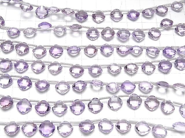 Hochwertiger Rosa Amethyst AAA Diamantform (Kissen-Schliff) 9x9mm Halbe oder 1 Strang (18 Stück)
