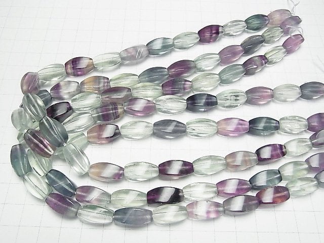 Multicolor Fluorit AAA- 4 Facettierte Twist Facettierte Reis 16x8x8mm halbe oder 1 Strang Perlen (ca. 15 Zoll / 36 cm)