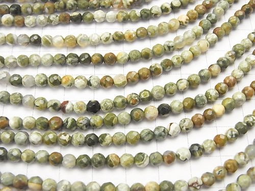 1strand $8.79! Rainforest Rhyolite 32Faceted Round 4mm 1strand beads (aprx.15inch/38cm)