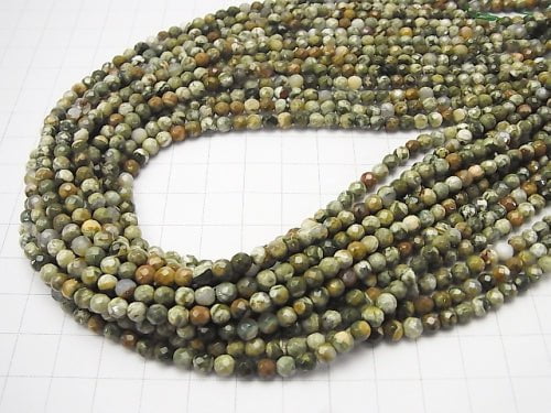 1strand $8.79! Rainforest Rhyolite 32Faceted Round 4mm 1strand beads (aprx.15inch/38cm)