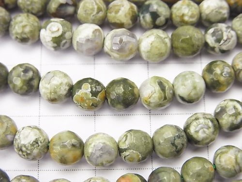 Rainforest Rhyolite 128Faceted Round 6mm half or 1strand beads (aprx.15inch/37cm)