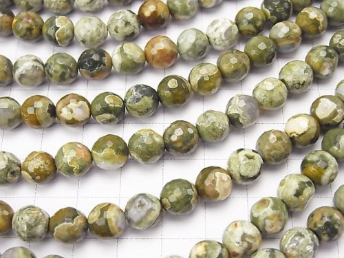 Rainforest Rhyolite 128Faceted Round 8mm half or 1strand beads (aprx.15inch/38cm)