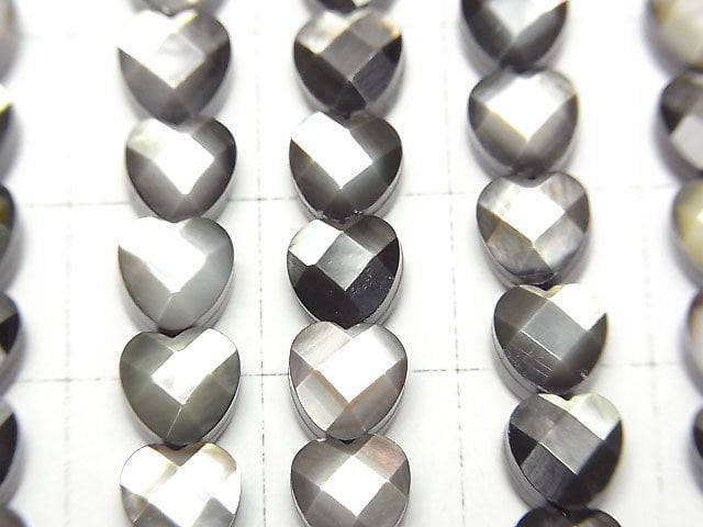 Hochwertige schwarze Muschel (Schwarze Lippen-Auster) Vertikales Loch Herzschnitt 6x6x4mm 1/4 oder 1Strang Perlen (ca. 38,1 cm)