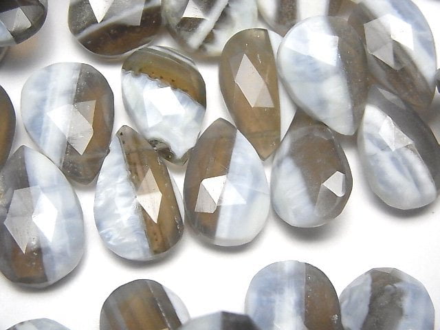 Gestreifter blauer Opal AAA- Birnenform facettierte Briolette halb oder 1Strang Perlen (ca. 17,8 cm)
