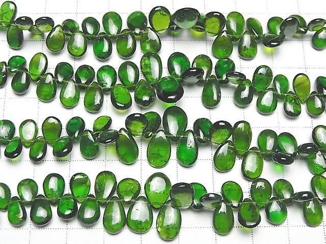 Hochwertiger Chrom-Diopsid AAA - Tropfenform (glatt) halb oder 1 Strang Perlen (ca. 7 Zoll/18 cm)