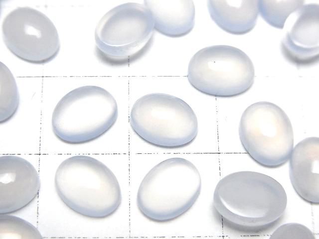 Naturfarbener blauer Chalcedon AAA Oval Cabochon 8x6mm 3 Stück