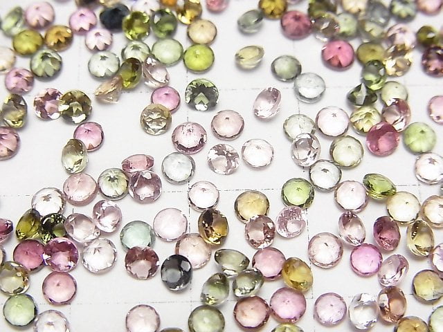 Hochwertiger mehrfarbiger Turmalin AAA Lose Stein Rund Facettiert 3x3mm 10 Stk
