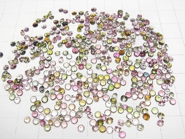 Hochwertiger mehrfarbiger Turmalin AAA Lose Stein Rund Facettiert 3x3mm 10 Stk
