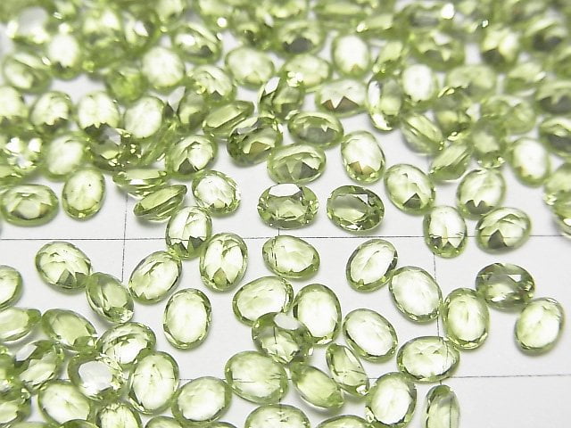 Hochwertiger Peridot AAA Ungebohrt Oval facettiert 4x3x2mm 10Stk