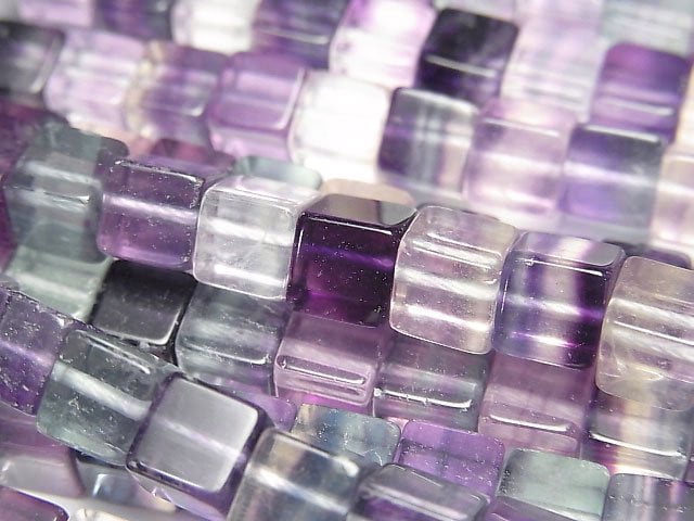 Mongolischer Multicolor Fluorit AAA Würfel 6x6x6mm halbe oder 1 Strang Perlen (ca. 15 Zoll / 37 cm)