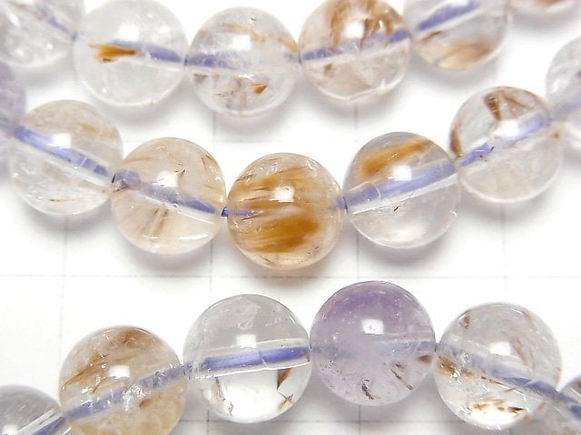 Cacoxenit in Quarz AAA Rund 8, 10, 12 mm 1Strang Perlen (Armband)