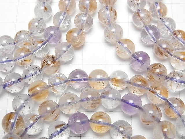 Cacoxenit in Quarz AAA Rund 8, 10, 12 mm 1Strang Perlen (Armband)