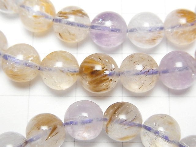 Cacoxenit in Quarz AAA- Rund 8,10,12mm 1strang Perlen (Armband)