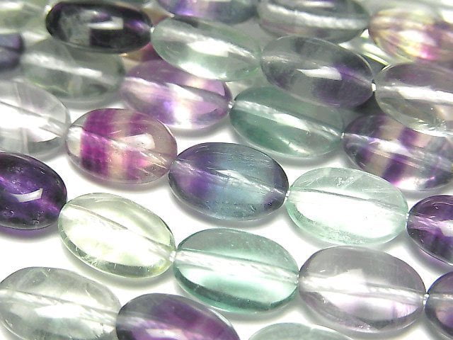 Mehrfarbiger Fluorit AA++ Oval 12x8mm halb oder 1strang Perlen (ca. 15 Zoll / 36 cm)