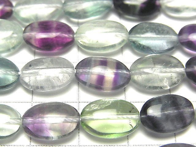 Mehrfarbiger Fluorit AA++ Oval 12x8mm halb oder 1strang Perlen (ca. 15 Zoll / 36 cm)