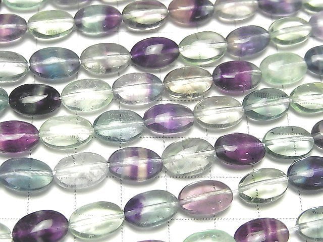 Mehrfarbiger Fluorit AA++ Oval 12x8mm halb oder 1strang Perlen (ca. 15 Zoll / 36 cm)