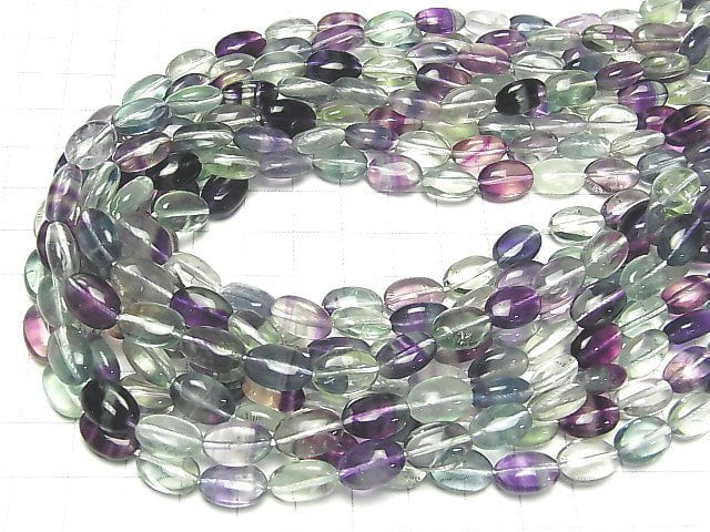 Mehrfarbiger Fluorit AA++ Oval 12x8mm halb oder 1strang Perlen (ca. 15 Zoll / 36 cm)