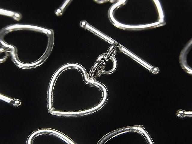 Karen Silver Heart Toggle White Silver 1 pair