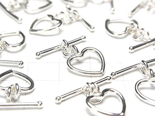Karen Silver Heart Toggle White Silver 1 pair
