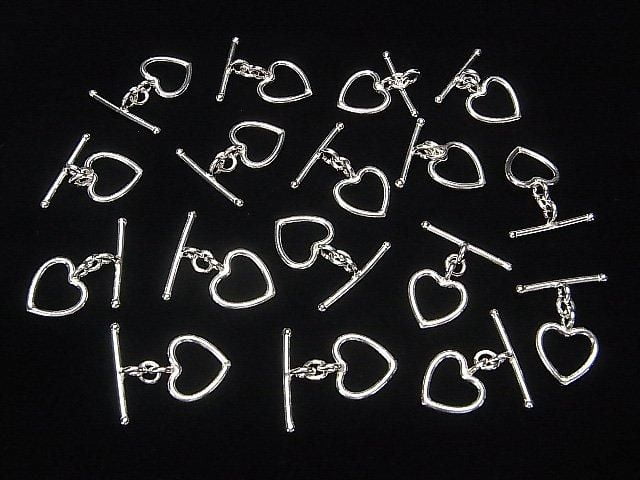 Karen Silver Heart Toggle White Silver 1 pair